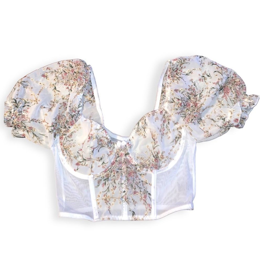 Vintage embroidered corset top